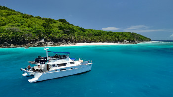 Rental catamaran in the Seychelles islands