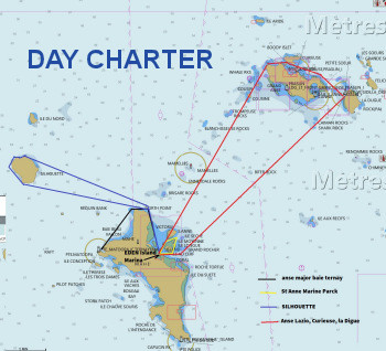day charter, Mahé <-> Praslin aux Seychelles