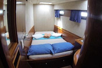 cabine avant tribord, intérieur Turquoise